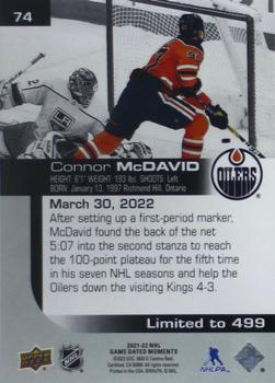 2021-22 Upper Deck Game Dated Moments #74 Connor McDavid Back