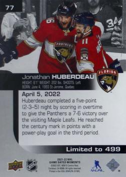 2021-22 Upper Deck Game Dated Moments #77 Jonathan Huberdeau Back