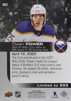 2021-22 Upper Deck Game Dated Moments #80 Owen Power Back