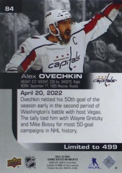 2021-22 Upper Deck Game Dated Moments #84 Alex Ovechkin Back
