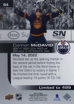 2021-22 Upper Deck Game Dated Moments #94 Connor McDavid Back