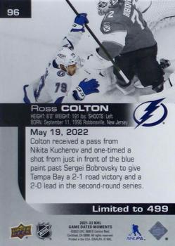 2021-22 Upper Deck Game Dated Moments #96 Ross Colton Back