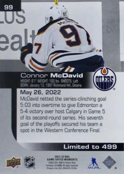 2021-22 Upper Deck Game Dated Moments #99 Connor McDavid Back