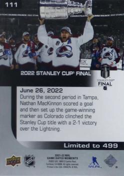 2021-22 Upper Deck Game Dated Moments #111 Nathan MacKinnon Back