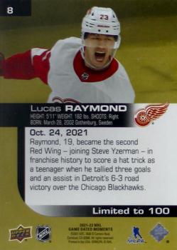 2021-22 Upper Deck Game Dated Moments - Gold #8 Lucas Raymond Back