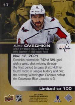 2021-22 Upper Deck Game Dated Moments - Gold #17 Alex Ovechkin Back