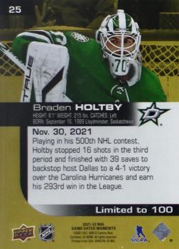 2021-22 Upper Deck Game Dated Moments - Gold #25 Braden Holtby Back