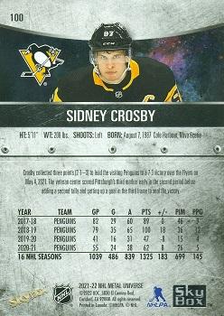 2021-22 SkyBox Metal Universe #100 Sidney Crosby Back