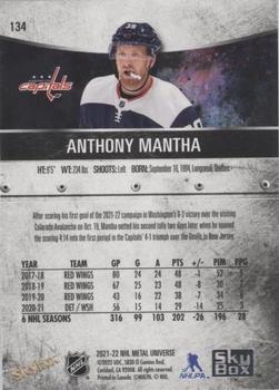 2021-22 SkyBox Metal Universe #134 Anthony Mantha Back