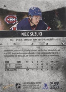 2021-22 SkyBox Metal Universe #137 Nick Suzuki Back