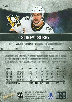 2021-22 SkyBox Metal Universe #150 Sidney Crosby Back