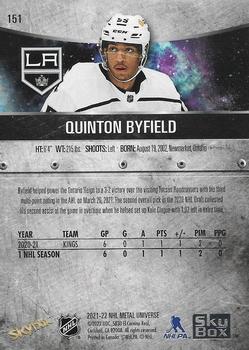 2021-22 SkyBox Metal Universe #151 Quinton Byfield Back
