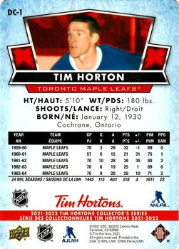 2021-22 Upper Deck Tim Hortons - Red Die Cut #DC-1 Tim Horton Back
