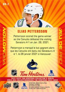 2021-22 Upper Deck Tim Hortons - ProMotion #PP-7 Elias Pettersson Back