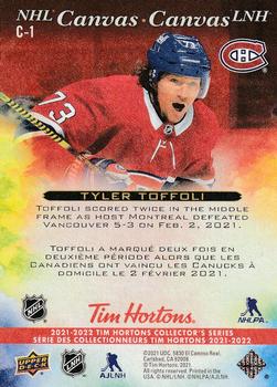 2021-22 Upper Deck Tim Hortons - NHL Canvas #C-1 Tyler Toffoli Back