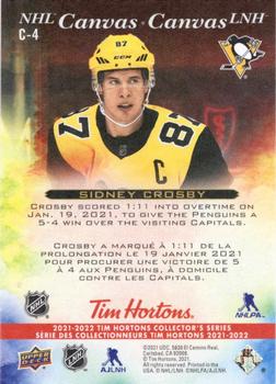 2021-22 Upper Deck Tim Hortons - NHL Canvas #C-4 Sidney Crosby Back