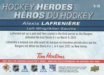 2021-22 Upper Deck Tim Hortons - Hockey Heroes #H-10 Alexis Lafreniere Back