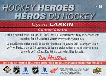 2021-22 Upper Deck Tim Hortons - Hockey Heroes #H-16 Dylan Larkin Back