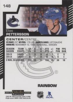 2020-21 O-Pee-Chee Platinum - Rainbow #148 Elias Pettersson Back