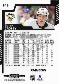 2020-21 O-Pee-Chee Platinum - Rainbow #149 Sidney Crosby Back
