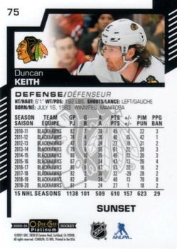 2020-21 O-Pee-Chee Platinum - Sunset #75 Duncan Keith Back