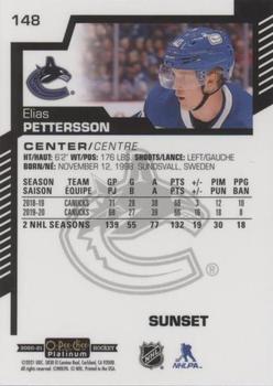 2020-21 O-Pee-Chee Platinum - Sunset #148 Elias Pettersson Back