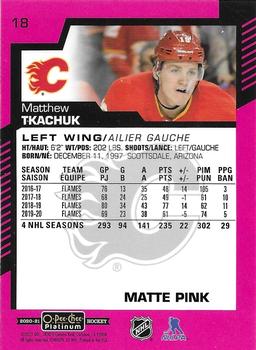 2020-21 O-Pee-Chee Platinum - Matte Pink #18 Matthew Tkachuk Back