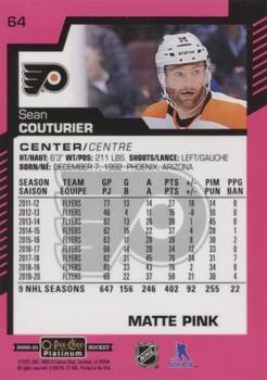 2020-21 O-Pee-Chee Platinum - Matte Pink #64 Sean Couturier Back