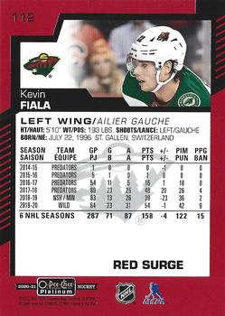 2020-21 O-Pee-Chee Platinum - Red Surge #112 Kevin Fiala Back