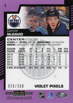 2020-21 O-Pee-Chee Platinum - Violet Pixels #1 Connor McDavid Back