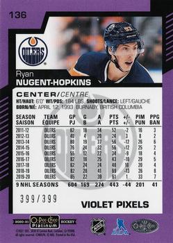2020-21 O-Pee-Chee Platinum - Violet Pixels #136 Ryan Nugent-Hopkins Back