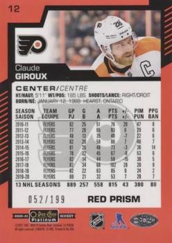 2020-21 O-Pee-Chee Platinum - Red Prism #12 Claude Giroux Back