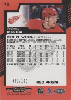 2020-21 O-Pee-Chee Platinum - Red Prism #73 Anthony Mantha Back