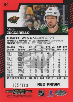 2020-21 O-Pee-Chee Platinum - Red Prism #94 Mats Zuccarello Back