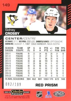 2020-21 O-Pee-Chee Platinum - Red Prism #149 Sidney Crosby Back