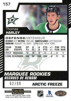 2020-21 O-Pee-Chee Platinum - Arctic Freeze #157 Thomas Harley Back