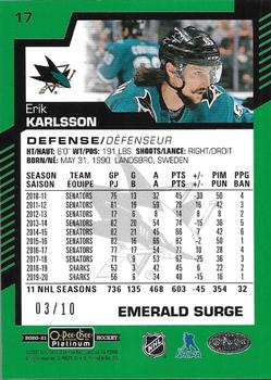 2020-21 O-Pee-Chee Platinum - Emerald Surge #17 Erik Karlsson Back