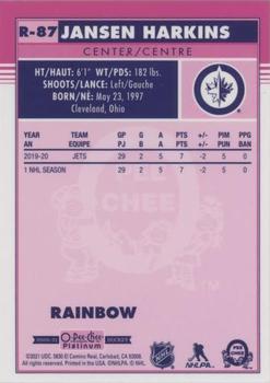 2020-21 O-Pee-Chee Platinum - Retro Rainbow #R-87 Jansen Harkins Back