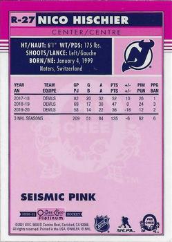 2020-21 O-Pee-Chee Platinum - Retro Seismic Pink #R-27 Nico Hischier Back
