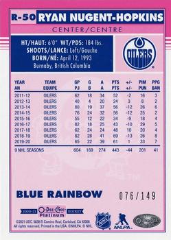 2020-21 O-Pee-Chee Platinum - Retro Blue Rainbow #R-50 Ryan Nugent-Hopkins Back