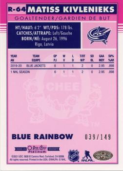 2020-21 O-Pee-Chee Platinum - Retro Blue Rainbow #R-64 Matiss Kivlenieks Back