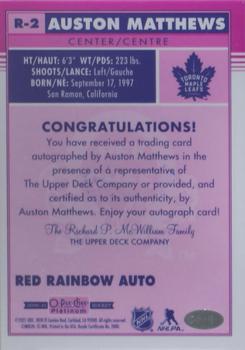 2020-21 O-Pee-Chee Platinum - Retro Red Rainbow Autographs #R-2 Auston Matthews Back