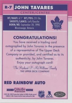 2020-21 O-Pee-Chee Platinum - Retro Red Rainbow Autographs #R-7 John Tavares Back