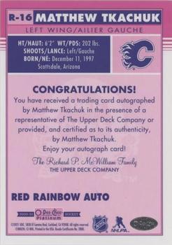 2020-21 O-Pee-Chee Platinum - Retro Red Rainbow Autographs #R-16 Matthew Tkachuk Back