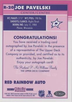 2020-21 O-Pee-Chee Platinum - Retro Red Rainbow Autographs #R-20 Joe Pavelski Back