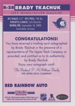 2020-21 O-Pee-Chee Platinum - Retro Red Rainbow Autographs #R-28 Brady Tkachuk Back