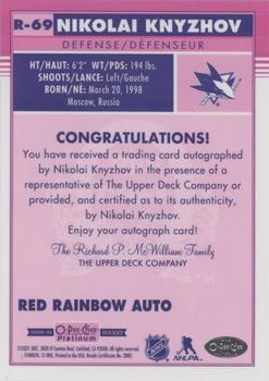2020-21 O-Pee-Chee Platinum - Retro Red Rainbow Autographs #R-69 Nikolai Knyzhov Back