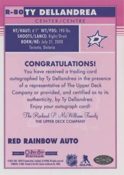 2020-21 O-Pee-Chee Platinum - Retro Red Rainbow Autographs #R-80 Ty Dellandrea Back