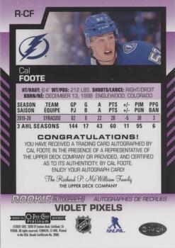 2020-21 O-Pee-Chee Platinum - Rookie Autographs Violet Pixels #R-CF Cal Foote Back