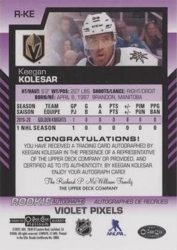 2020-21 O-Pee-Chee Platinum - Rookie Autographs Violet Pixels #R-KE Keegan Kolesar Back
